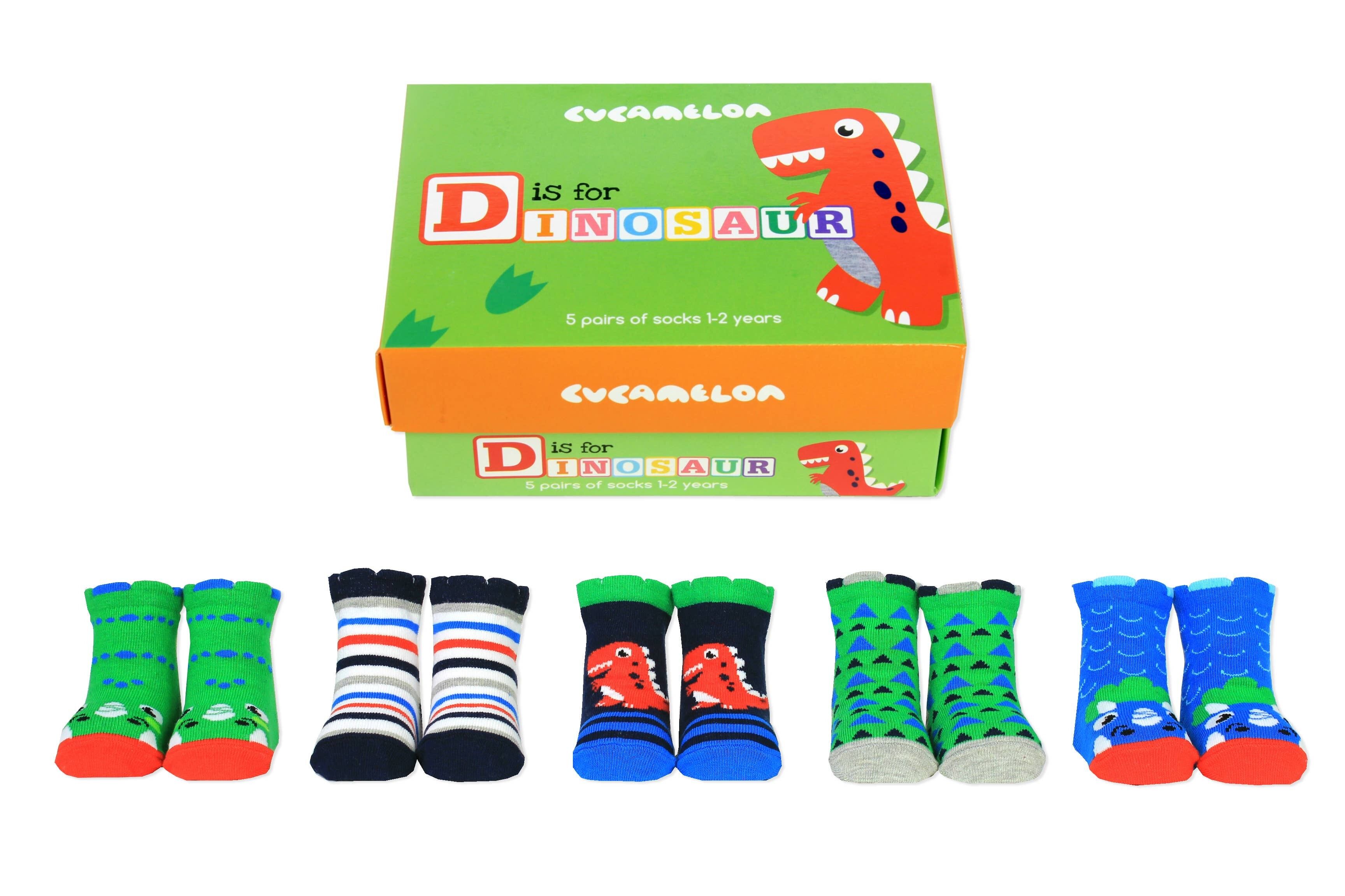 D PER DINOSAURO |5 paia per 1-2 anni |Confezione regalo | Cucammello