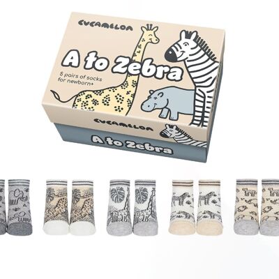 A bis Zebra | 5 Paar Babysocken | Geschenkbox | Cucamelon