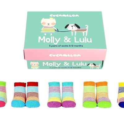 MOLLY ET LULU | 5 paires pour 2-4 ans | Coffret cadeau | Cucamelon