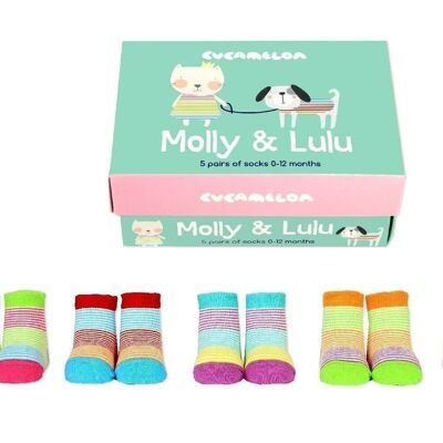 MOLLY Y LULU | 5 pares para 2-4 años | Caja de regalo | cucamelón