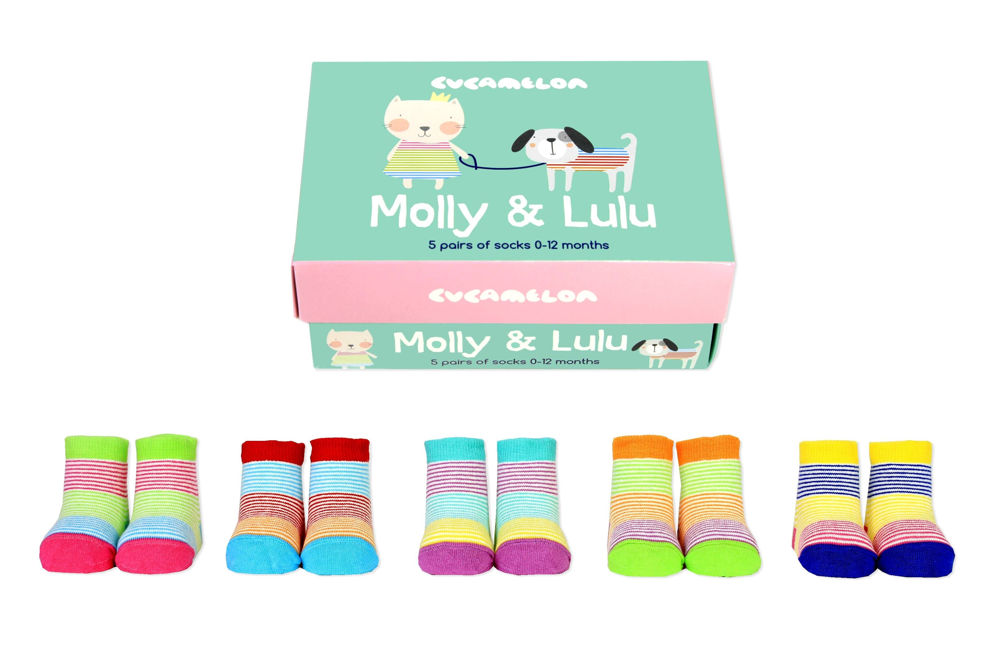MOLLY & LULU - CONFEZIONE REGALO 5 PAIA DI CALZINI PER NEONATI DI CUCAMELON