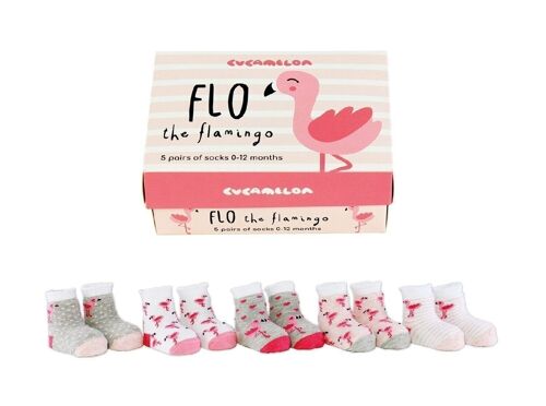 FLO THE FLAMINGO | 5 pairs for 1-2 Years | Gift box | Cucamelon