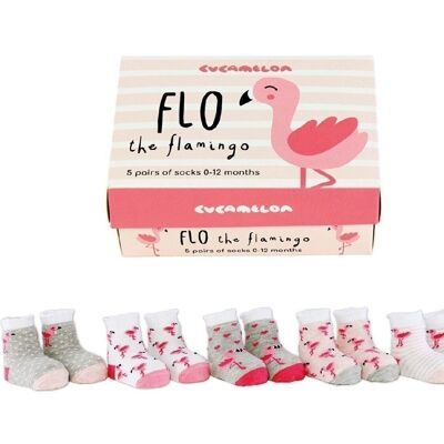 FLO THE FLAMINGO | 5 pairs for 1-2 Years | Gift box | Cucamelon