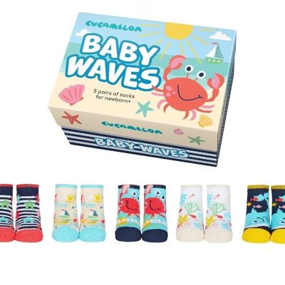 BABY WAVES - 5 pares de calcetines bebé | Caja de regalo | cucamelón