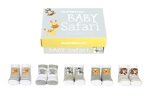 BABY SAFARI - 5 pairs of baby socks | Gift box | Cucamelon| 0-12 Months