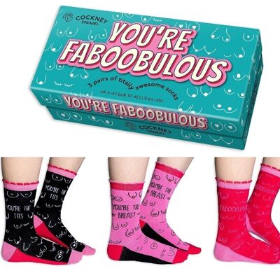 YOU'RE FABOOBULOUS - 3 Matching Pairs of Socks |Cockney Spaniel UK 4-8, EUR 37-42, US 6.5 -10.5