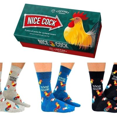 NICE COCK - 3 Matching Pairs of Socks |Cockney Spaniel| UK 6-11, EUR 39-46, US 6.5-11.5