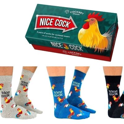 NICE COCK - 3 pares de calcetines a juego |Cockney Spaniel| Reino Unido 6-11, EUR 39-46, EE. UU. 6.5-11.5