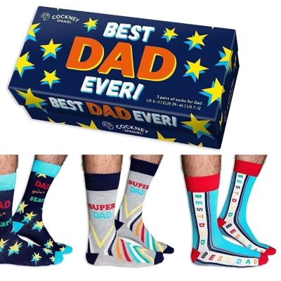 BEST DAD EVER – 3 passende Paar Socken |Cockney Spaniel| UK 6-11, EUR 39-46, US 6.5-11.5