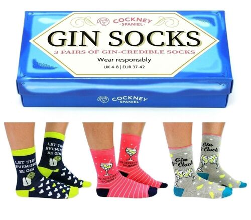 GIN SOCKS - 3 Matching Pairs of Socks |Cockney Spaniel| UK 4-8, EUR 37-42, US 6.5 -10.5