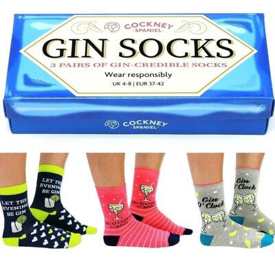 GIN SOCKS - 3 pares de calcetines a juego |Cockney Spaniel| Reino Unido 4-8, EUR 37-42, EE. UU. 6.5-10.5