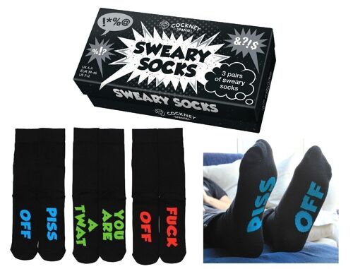 SWEARY SOCKS - 3 Matching Pairs of Socks |Cockney Spaniel| UK 6-11, EUR 39-46, US 6.5-11.5