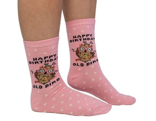 HAPPY BIRTHDAY OLD BIRD- 1 Pair of Socks |Cockney Spaniel| UK 4-8, EUR 37-42, US 6.5 -10.5