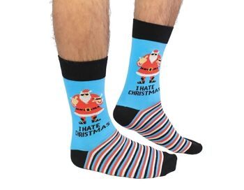 JE DÉTESTE NOËL - 1 paire de chaussettes assorties | Cockney Spaniel| Royaume-Uni 6-11, EUR 39-46, États-Unis 6.5-11.5 1