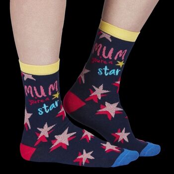 MUM YOU'RE A STAR - 1 paire de chaussettes assorties | Cockney Spaniel UK 4-8, EUR 37-42, US 6.5-10.5 2
