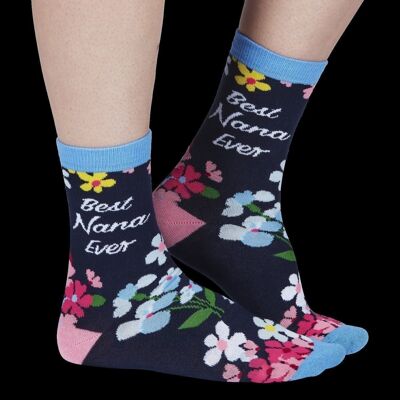 BEST NANA JAMAIS - 1 paire de chaussettes assorties |Cockney Spaniel| Royaume-Uni 4-8, EUR 37-42, États-Unis 6.5-10.5