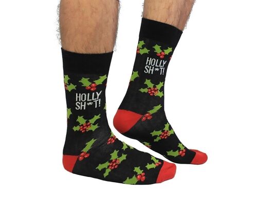 HOLLY SH*T - 1 Matching Pair of Xmas Socks |Cockney Spaniel| UK 6-11, EUR 39-46, US 6.5-11.5