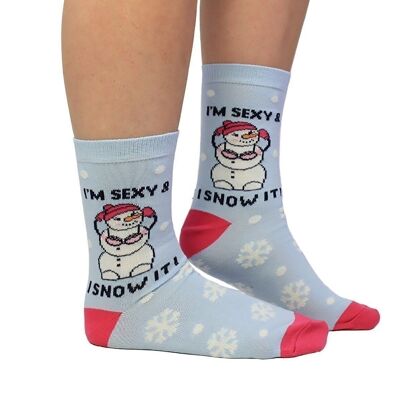 SOY SEXY Y LO NIEVE - 1 par de calcetines navideños |Cockney Spaniel| Reino Unido 4-8, EUR 37-42, EE. UU. 6.5-10.5