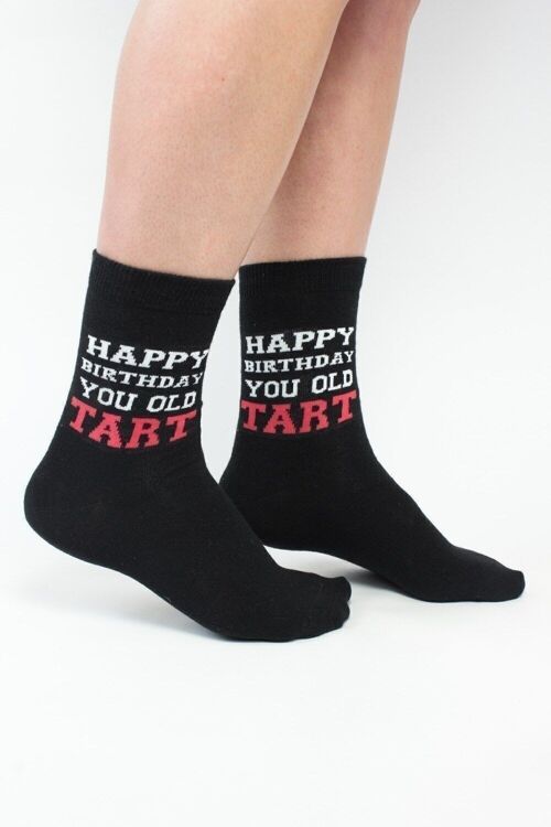 HAPPY BIRTHDAY YOU OLD TART - 1 Pair of Socks |Cockney Spaniel| UK 4-8, EUR 37-42, US 6.5 -10.5
