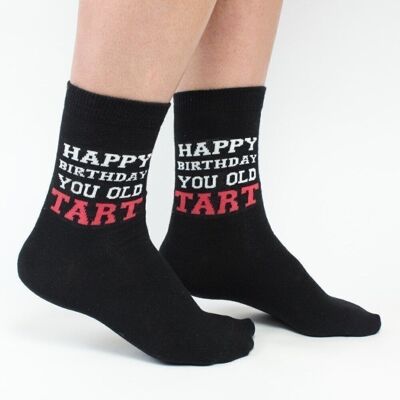 HAPPY BIRTHDAY YOU OLD TART - 1 Pair of Socks |Cockney Spaniel| UK 4-8, EUR 37-42, US 6.5 -10.5