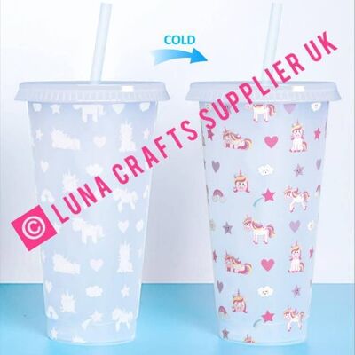 Unicorn colour changing cup (Clear)