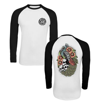 Peacock Longsleeve Woman’s Fitted T-Shirt - Back print Black