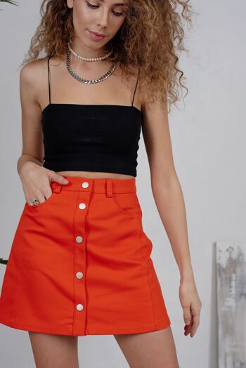 Mini jupe en jean orange à clous 1