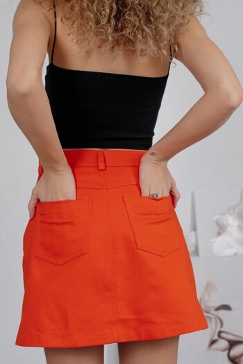 Mini jupe en jean orange à clous 3