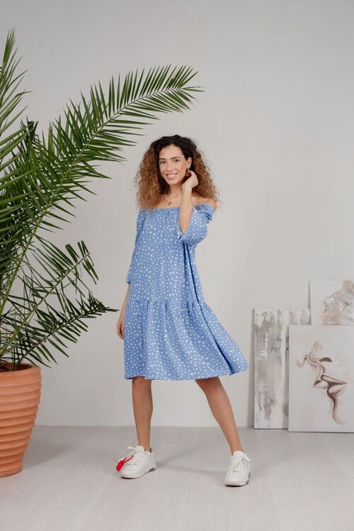 Robe ample en coton bleu