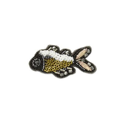 Broche Poisson Noir & Or