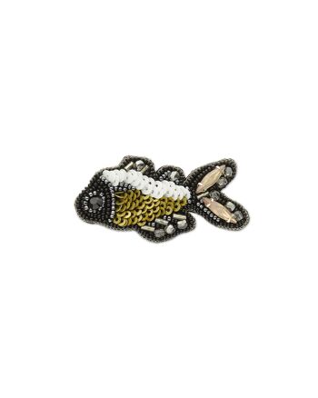 Broche Poisson Noir & Or 1