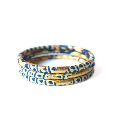 Navy/ecru/golden wax bracelets