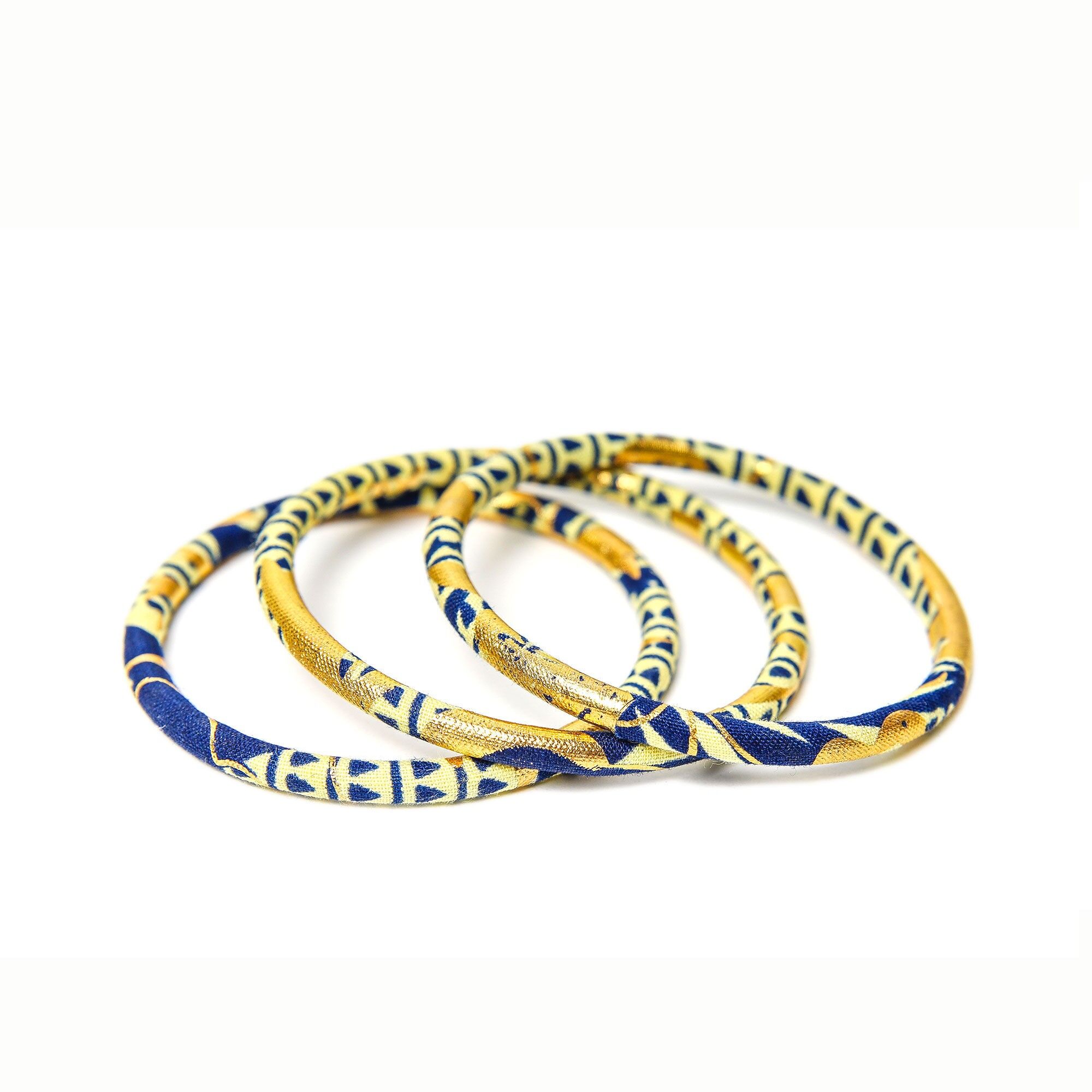Navy/ecru/golden wax bracelets