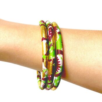 Burgundy/anise/ecru/golden African wax bracelets 2