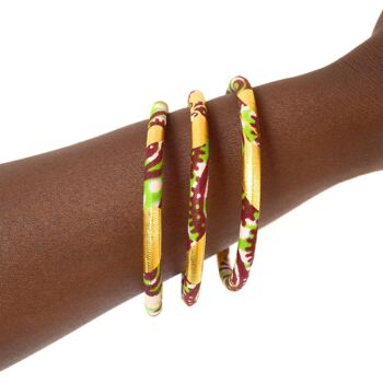 Burgundy/anise/ecru/golden African wax bracelets 4