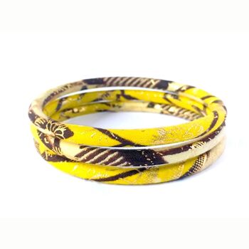 Anise yellow/ecru/golden African wax bracelets 3