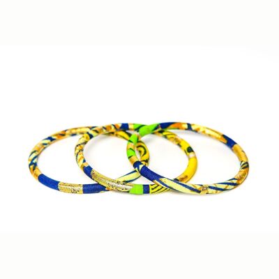 Blue/green/yellow/orange/golden African wax bracelets