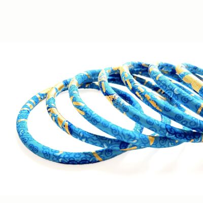 Bracelets in blue/gold African wax