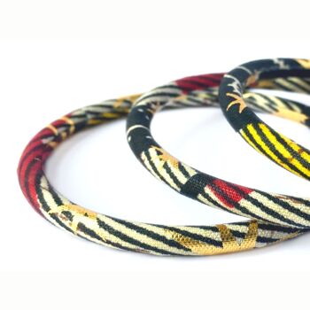 Black/ecru/gold striped African wax bracelets 3