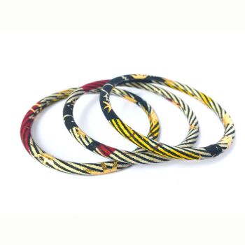 Black/ecru/gold striped African wax bracelets 7