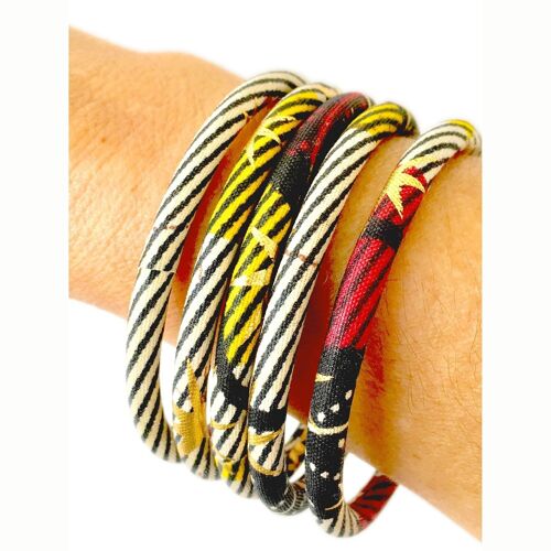 Black/ecru/gold striped African wax bracelets