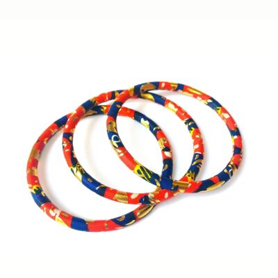 Red/navy/golden African wax bracelets
