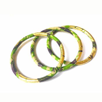 Almond green/gold African wax bracelets 2