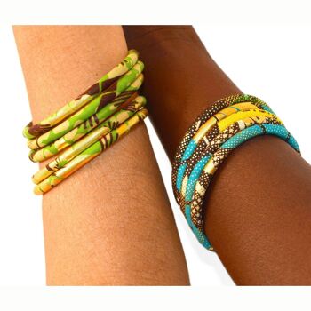 Almond green/gold African wax bracelets 3