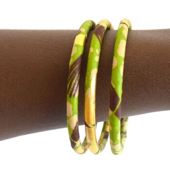 Almond green/gold African wax bracelets 4