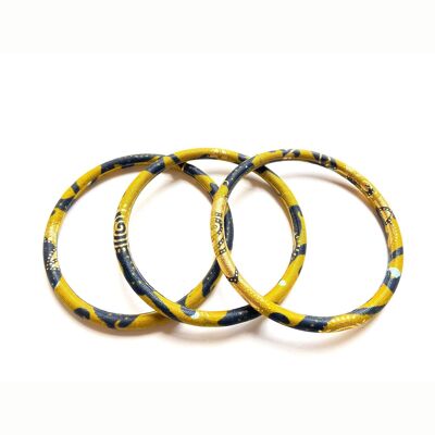 Pulseras de cera africana amarillo mostaza/oro