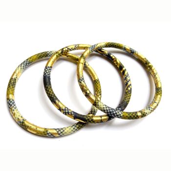 Khaki/black/gold African wax bracelets 3