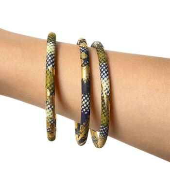 Khaki/black/gold African wax bracelets 4