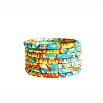 Turquoise/red/golden African wax bracelets 2