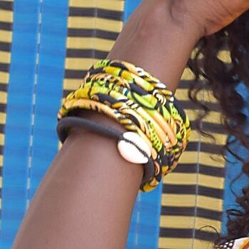 Green/gold African wax bracelets 3